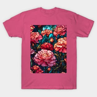 Stained Glass Carnation Flowers T-Shirt